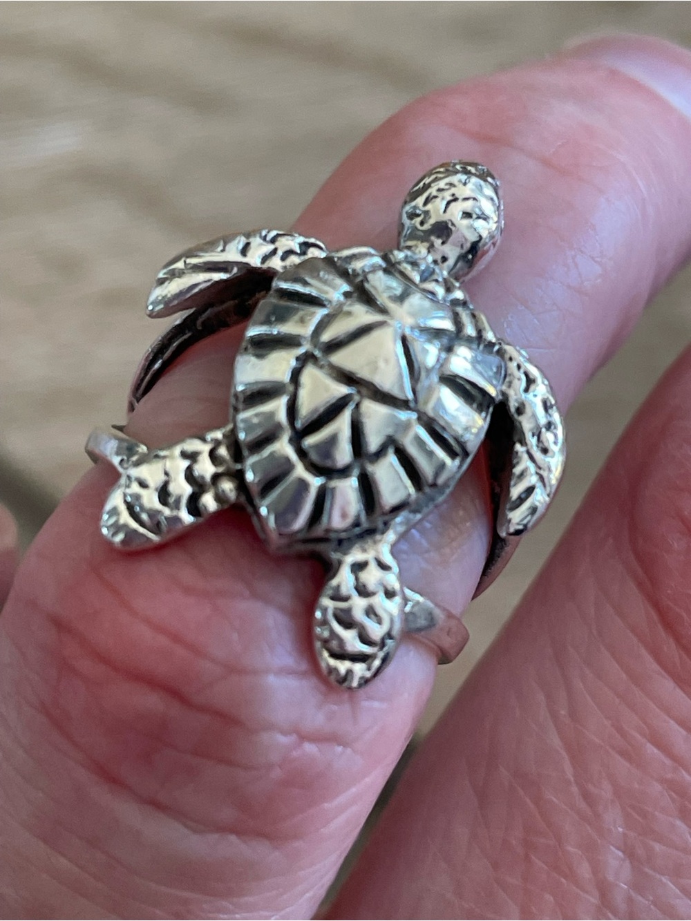 Silver Turtle Statement Ring - Turtle Design - Picture 2 of 5